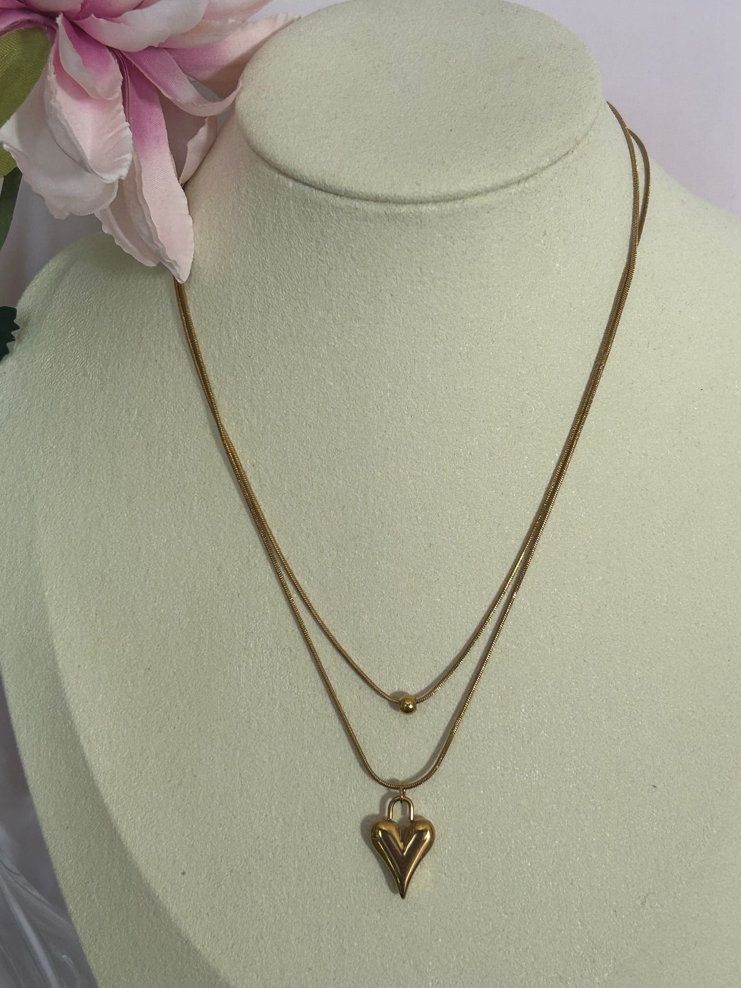 Dubbele Wikkelketting Gouden Hart Chic, Modern Minimalistisch |Beautiva Boutique