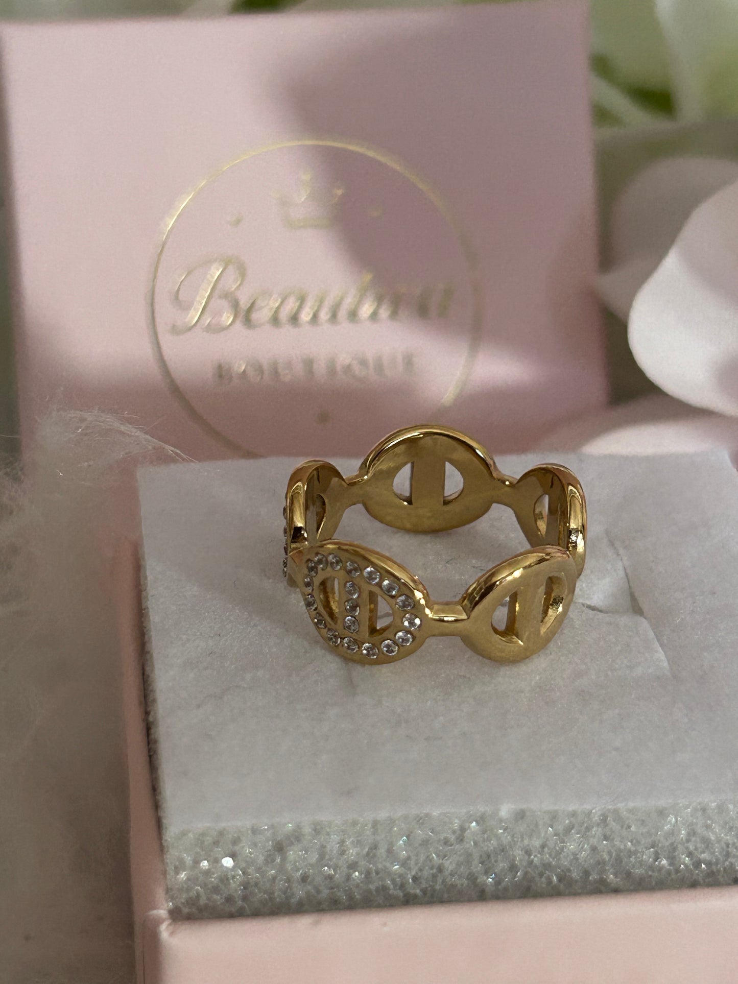 Vergulde Roestvrijstalen Circel Design Ring| Beautiva Boutique