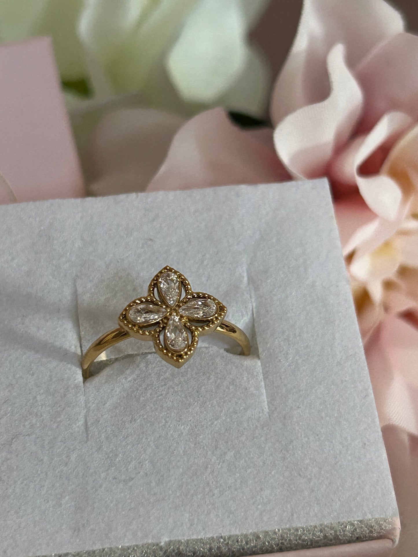 Klaver Ring Roestvrijstaal 14K verguld |Beautiva Boutique
