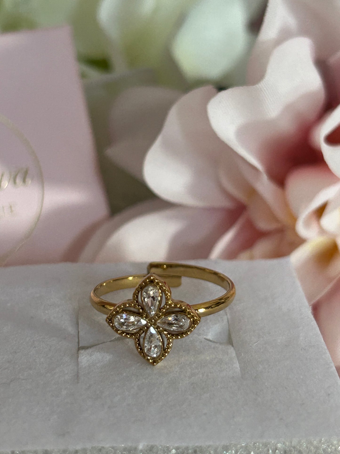 Klaver Ring Roestvrijstaal 14K verguld |Beautiva Boutique
