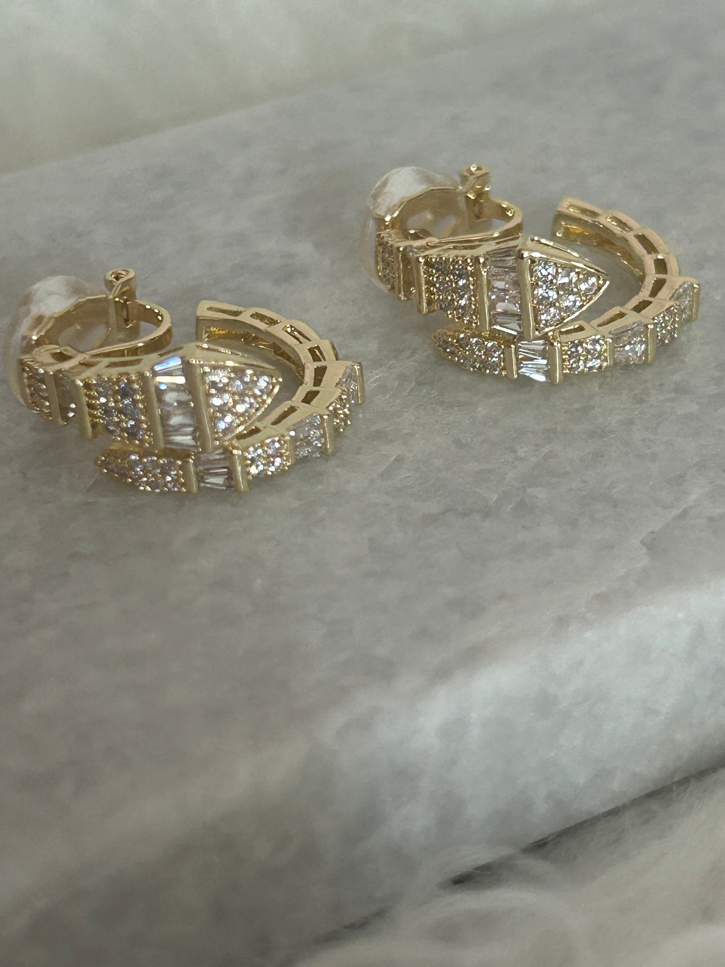 Elegante Clip Creolen Oorbellen met Stralende Strass: Or jaune|Beautiva Boutique