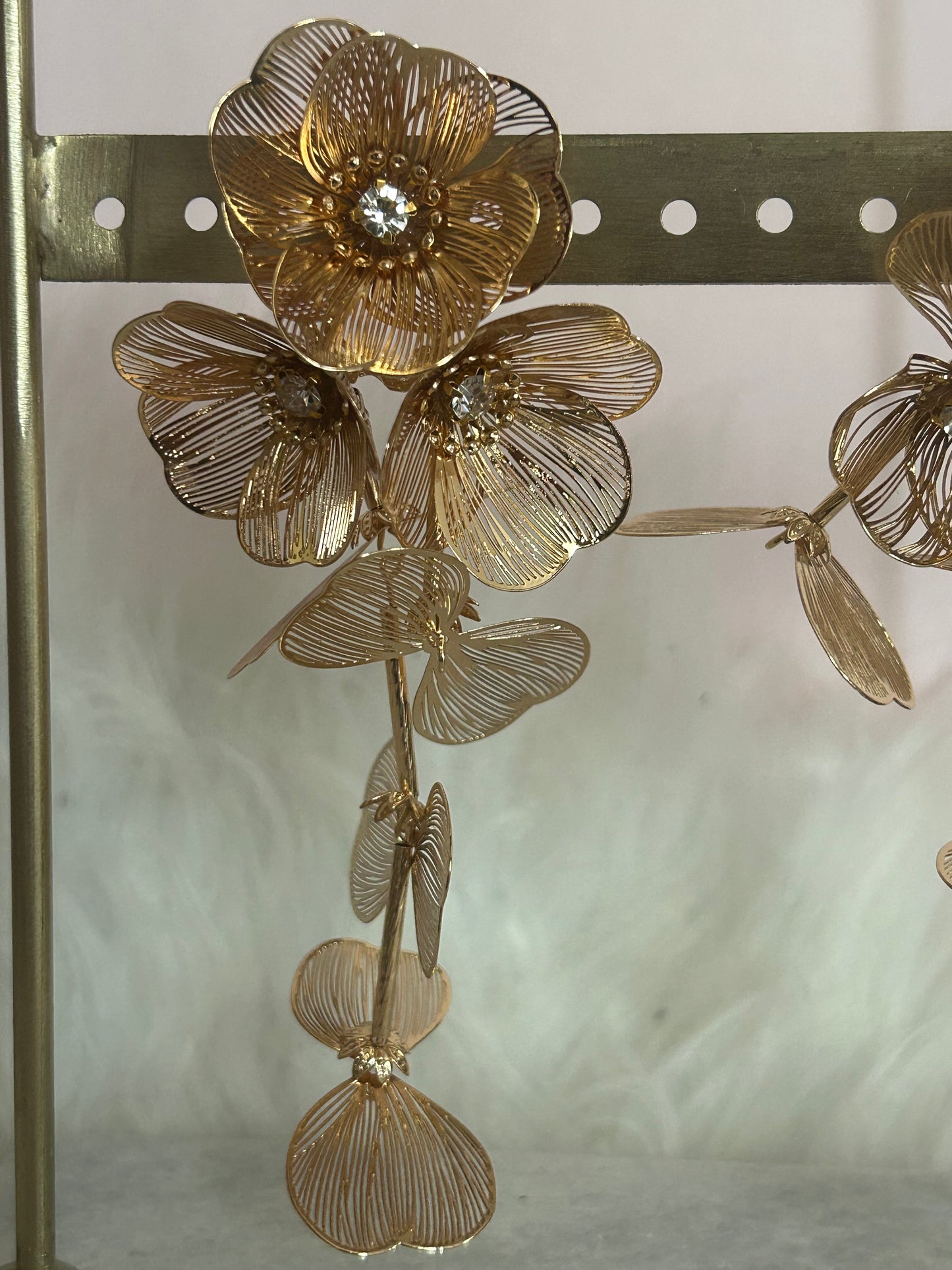 Goud en Ziverkleurige Grote Bloem Oorbellen| Beautiva Boutique