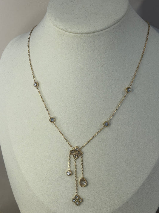 Elegante Roestvrijstalen ketting klaverhanger lichtkristallen |Beautiva Boutique