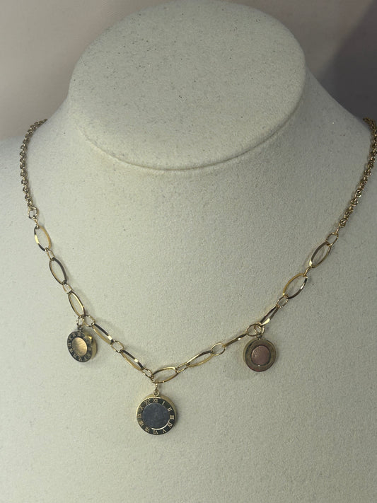 Brede Roestvrijstalen ketting met ronde bedels en Romeinse cijfers|Beautiva Boutique
