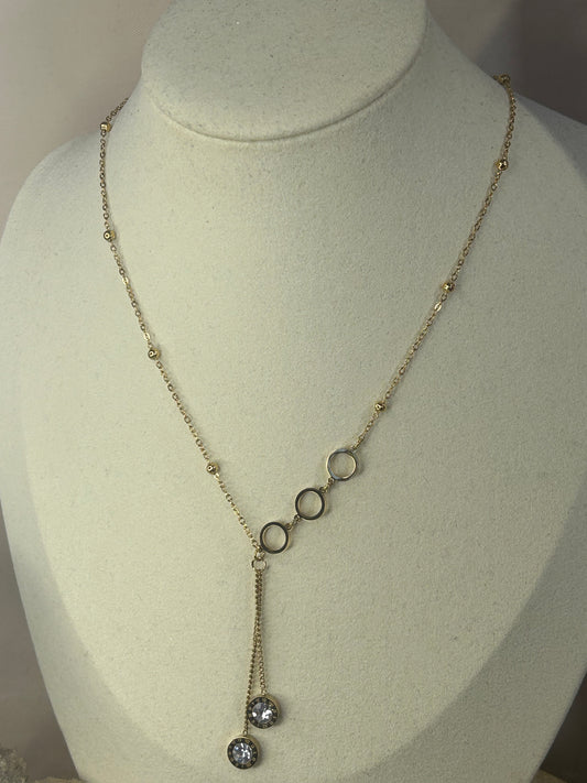 Elegante gouden ketting met ronde parelmoeren hangers|Beautiva Boutique