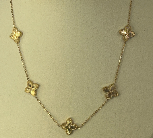 Butterfly Bloom Ketting, 18K verguld RVS | Beautiva Boutique