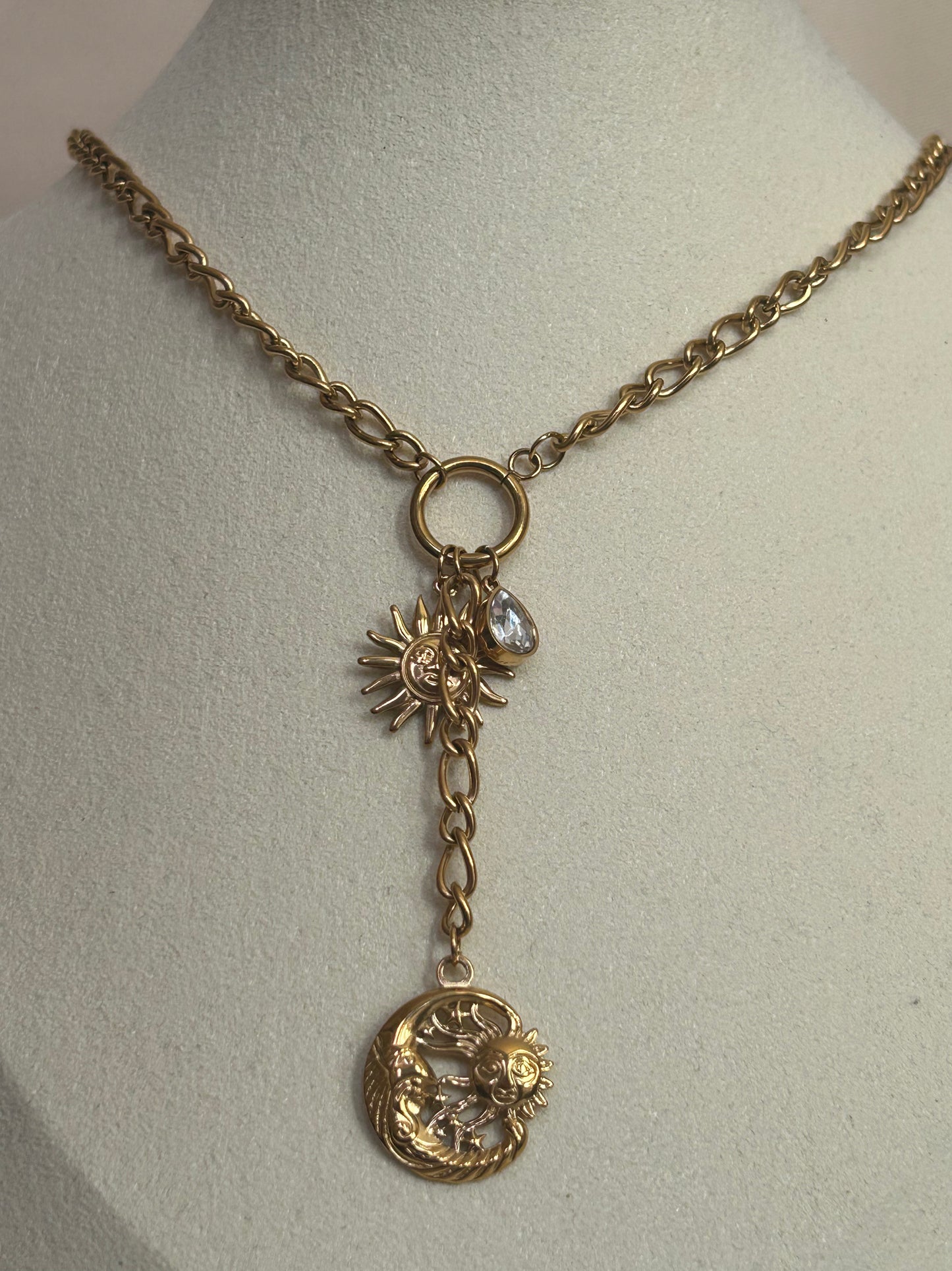 Zonne- en maan ketting van roestvrij staal | Beautiva Boutique