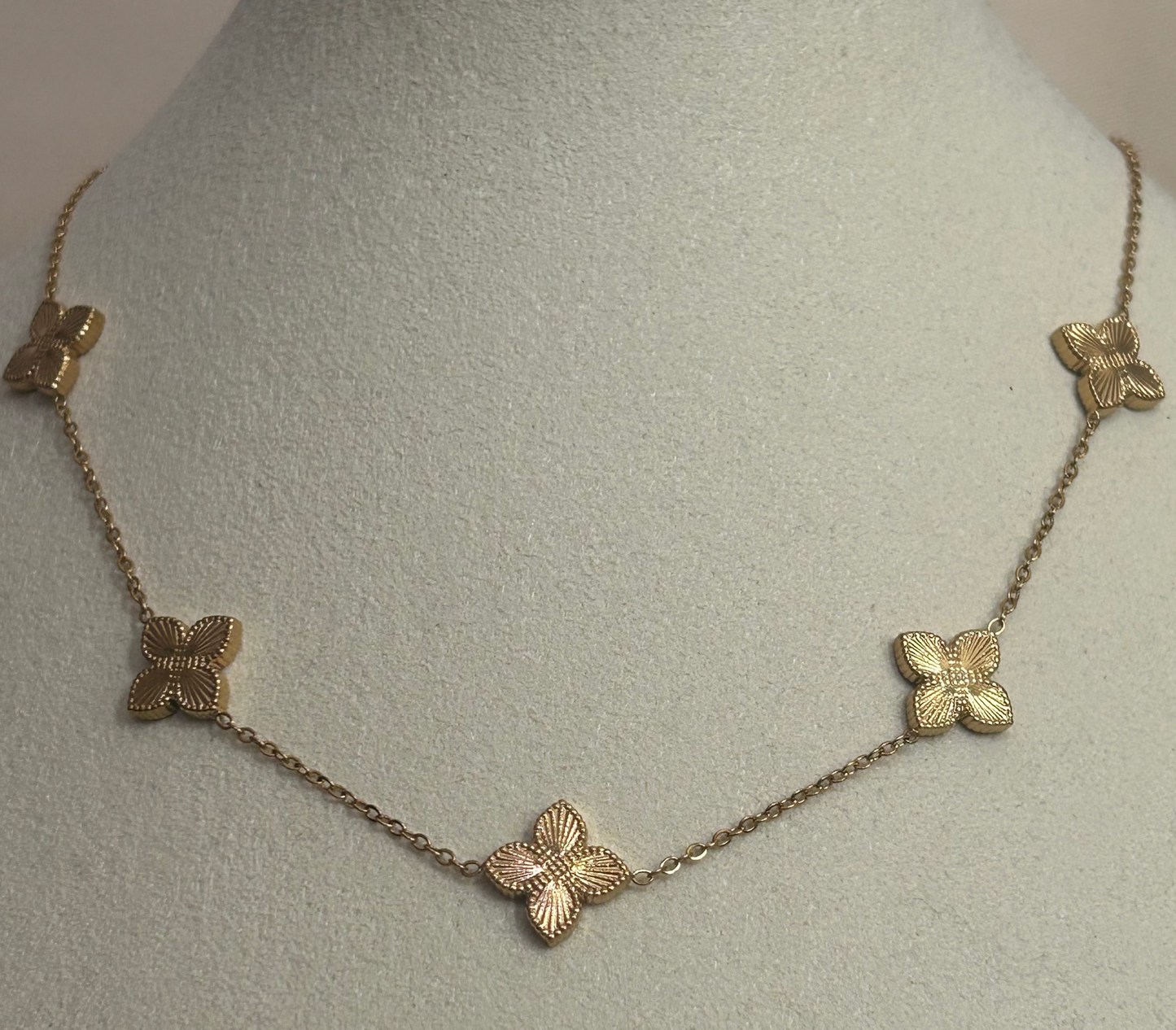 Butterfly Bloom Ketting, 18K verguld RVS | Beautiva Boutique