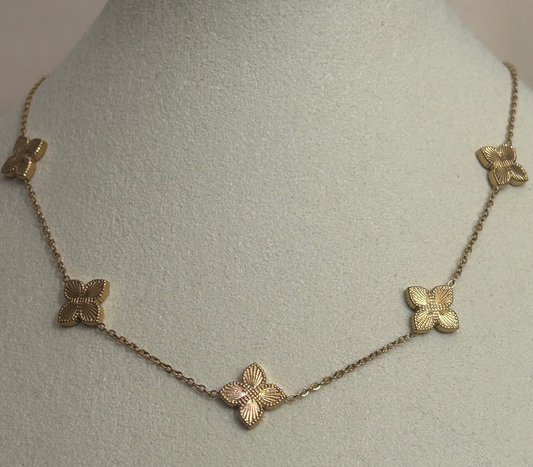 Butterfly Bloom Ketting, 18K verguld RVS | Beautiva Boutique
