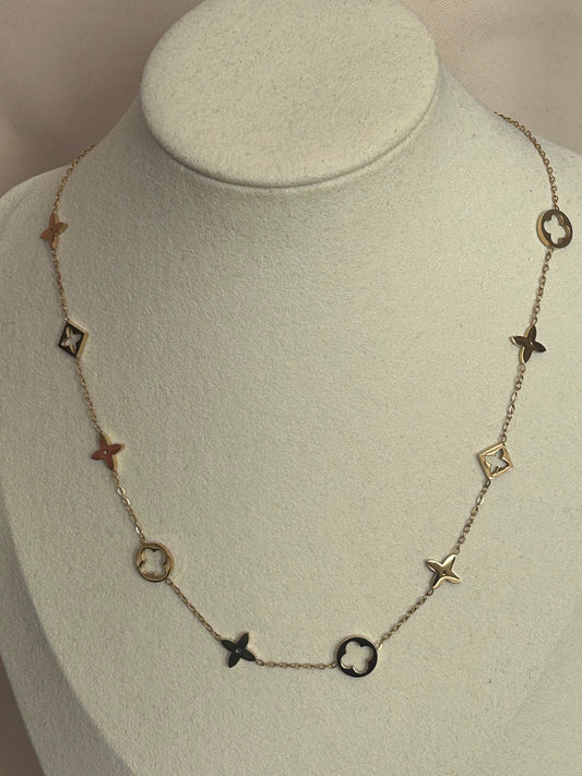 Vergulde Roestvrijstalen Design Ketting met Bloem- en Stermotieven|Beautiva Boutique