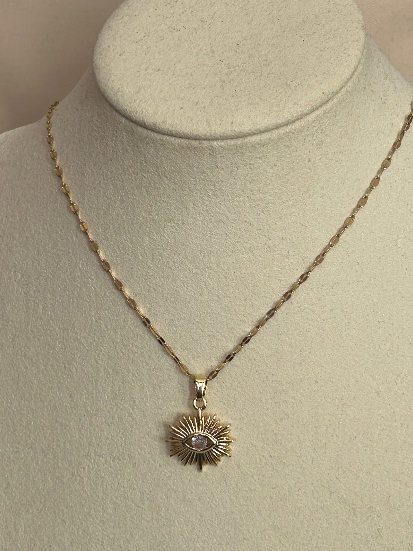 18K Vergulde RVS Ketting- Sun Eye Charm | Beautiva Boutique