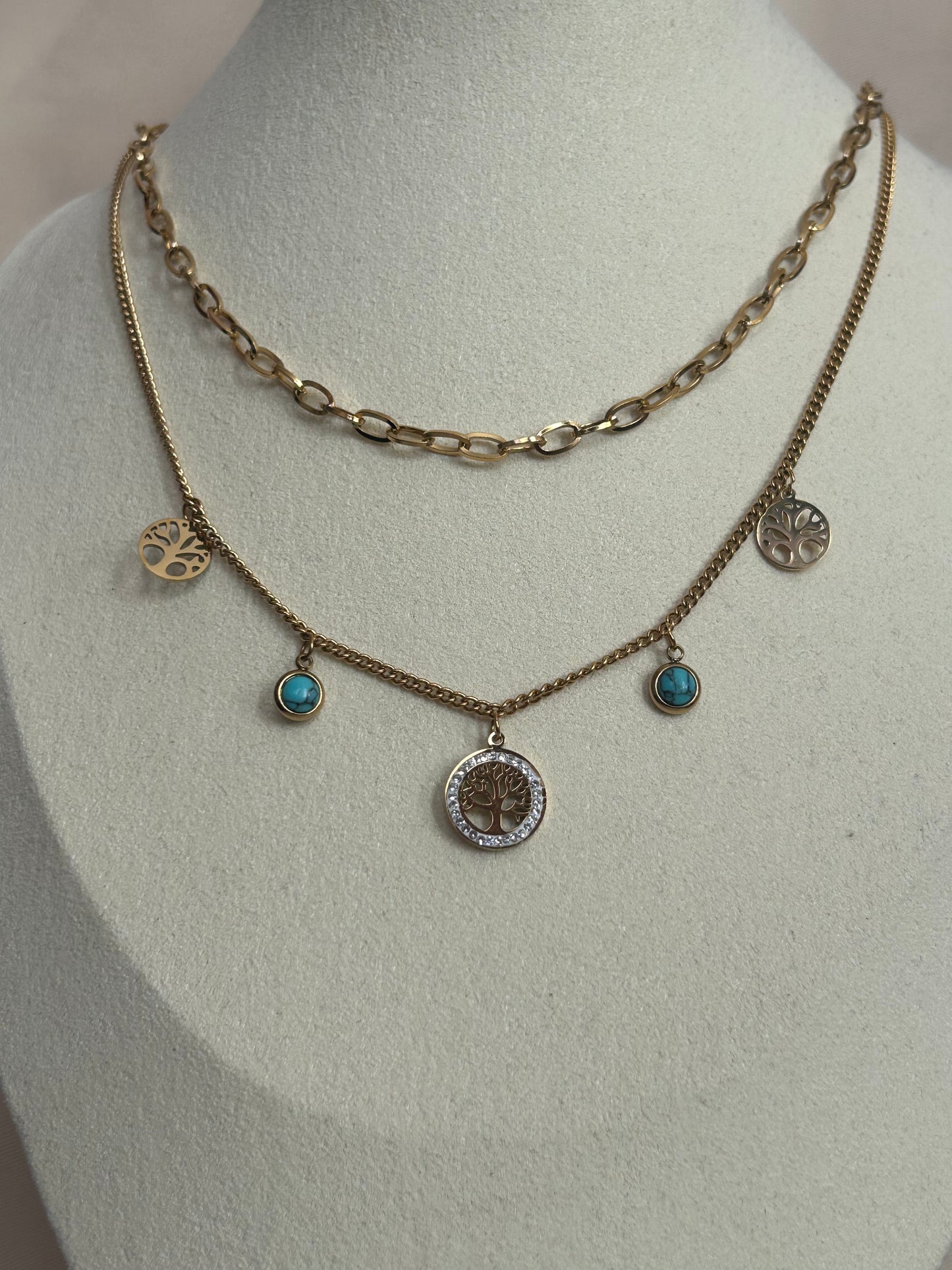 Gouden Levensboom Ketting Charms Natuur in Roestvrij Staal |beautiva Boutique