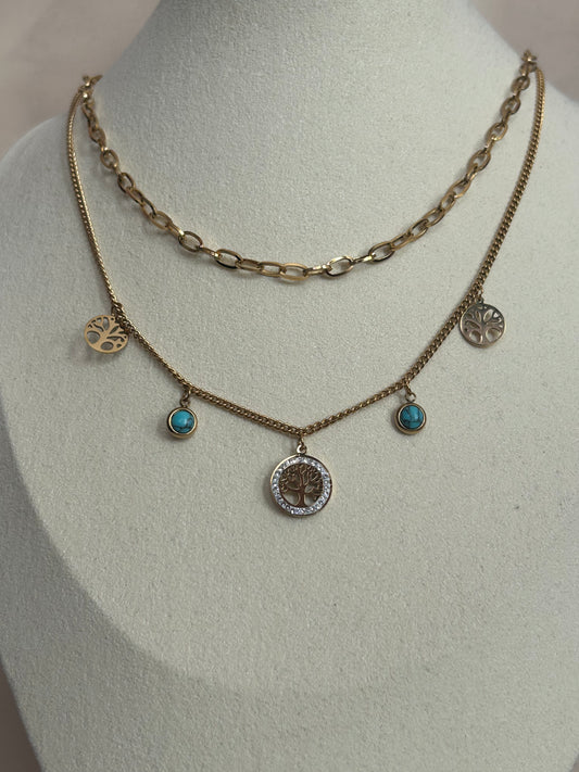 Gouden Levensboom Ketting Charms Natuur in Roestvrij Staal |beautiva Boutique