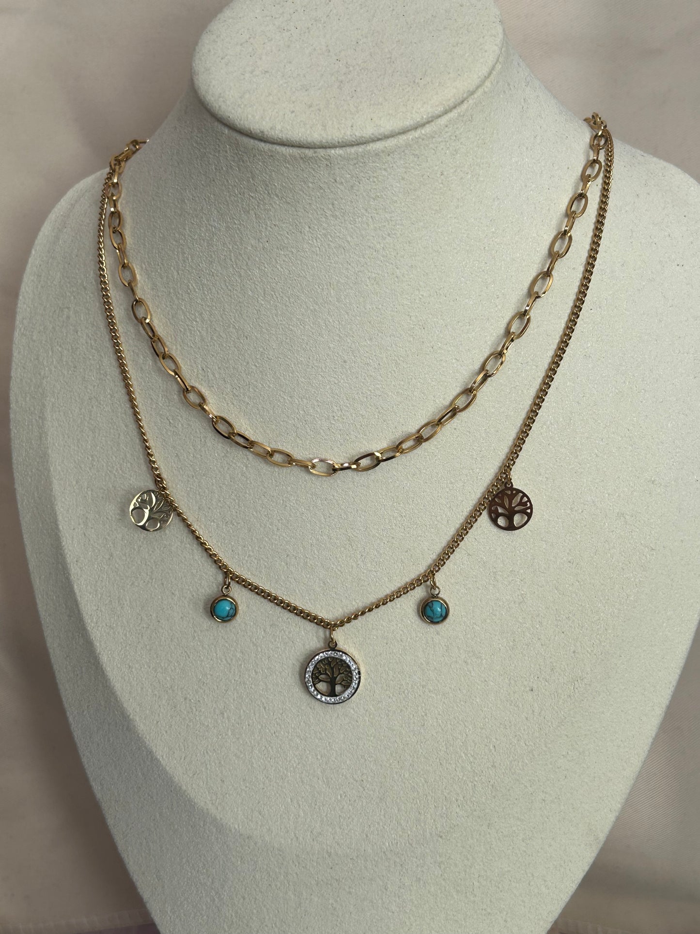 Gouden Levensboom Ketting Charms Natuur in Roestvrij Staal |beautiva Boutique