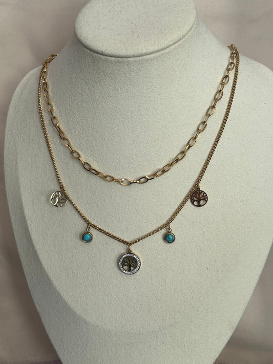 Gouden Levensboom Ketting Charms Natuur in Roestvrij Staal |beautiva Boutique