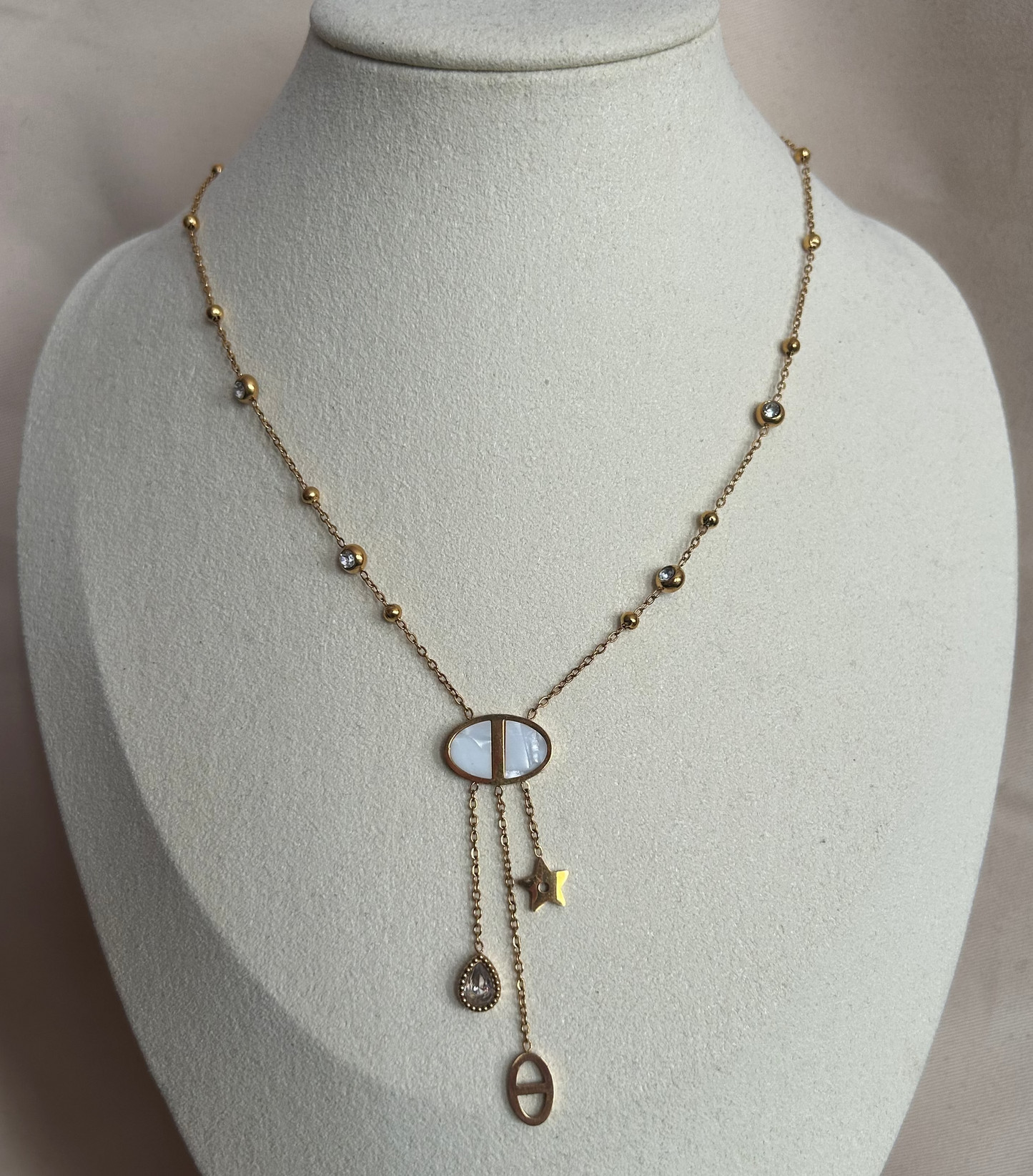 Elegante Roestvrijstalen Design hanger met bedels Ketting|Beautiva Boutique