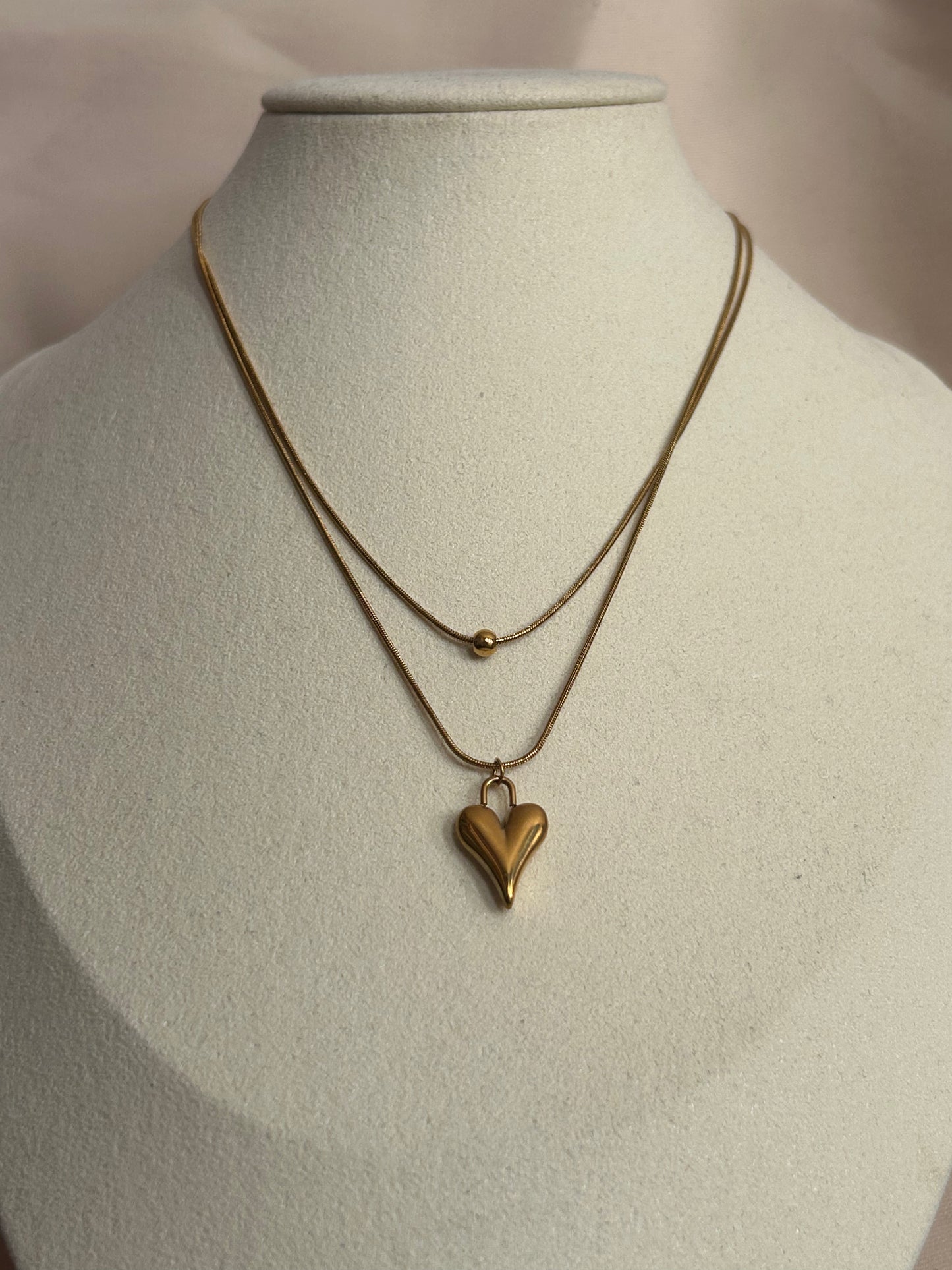 Dubbele Wikkelketting Gouden Hart Chic, Modern Minimalistisch |Beautiva Boutique