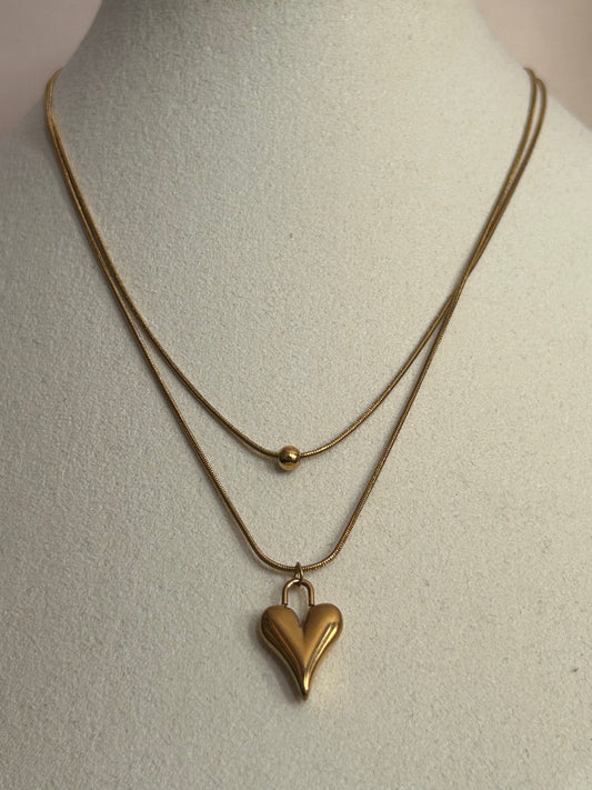 Dubbele Wikkelketting Gouden Hart Chic, Modern Minimalistisch |Beautiva Boutique