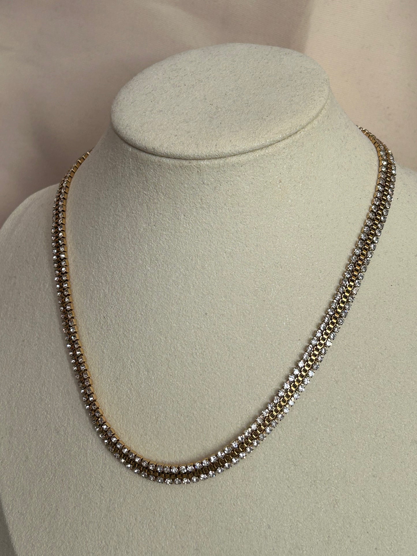 Roestvrijstalen 14 Karaats Vergulde ketting collier met ingezette steentjes |Beautiva Boutique