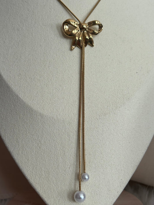 Gouden Knoop Ketting – Witte Parels, Vrouwelijke Eleganties|Beautiva Boutique