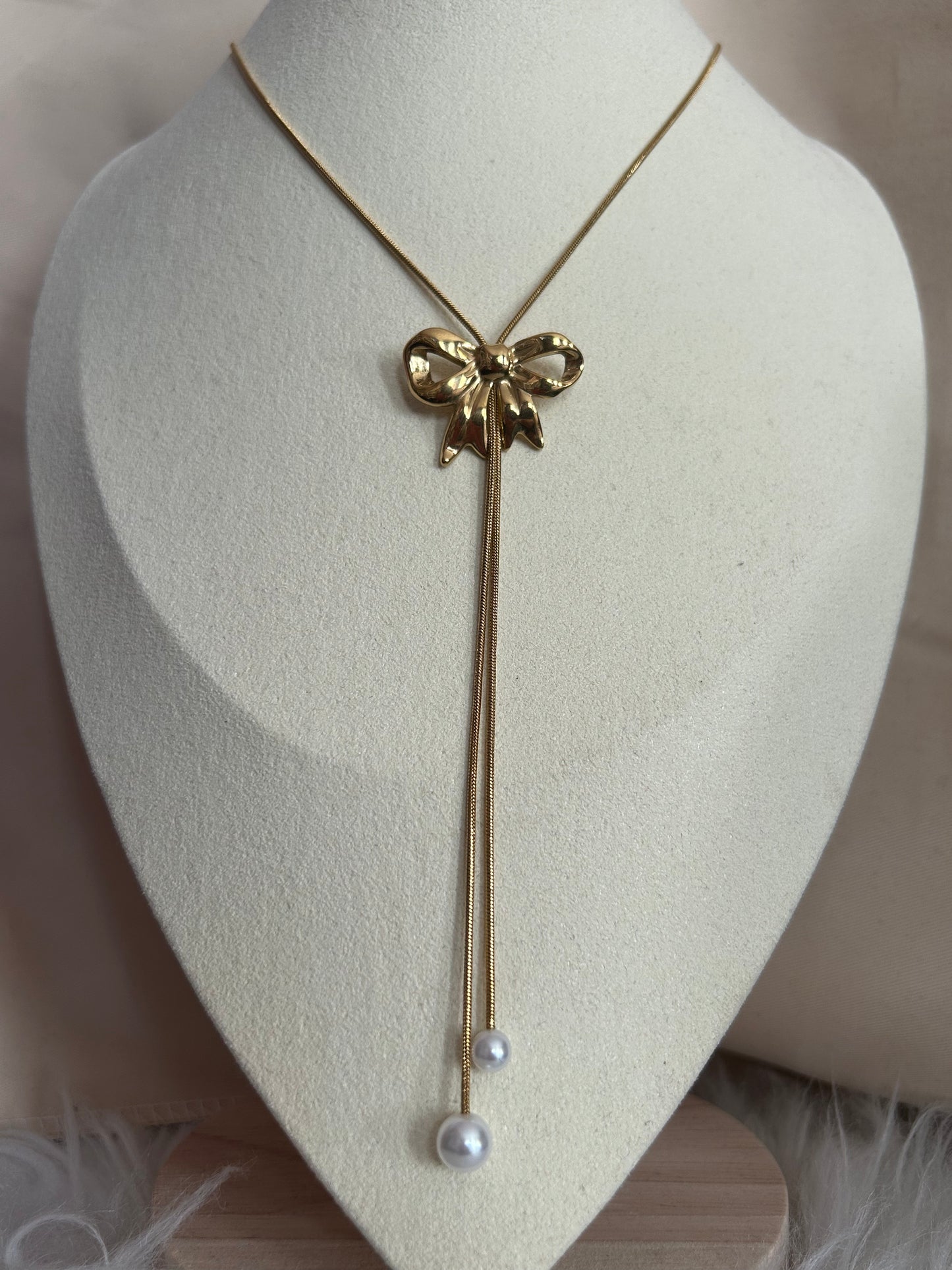 Gouden Knoop Ketting – Witte Parels, Vrouwelijke Eleganties|Beautiva Boutique