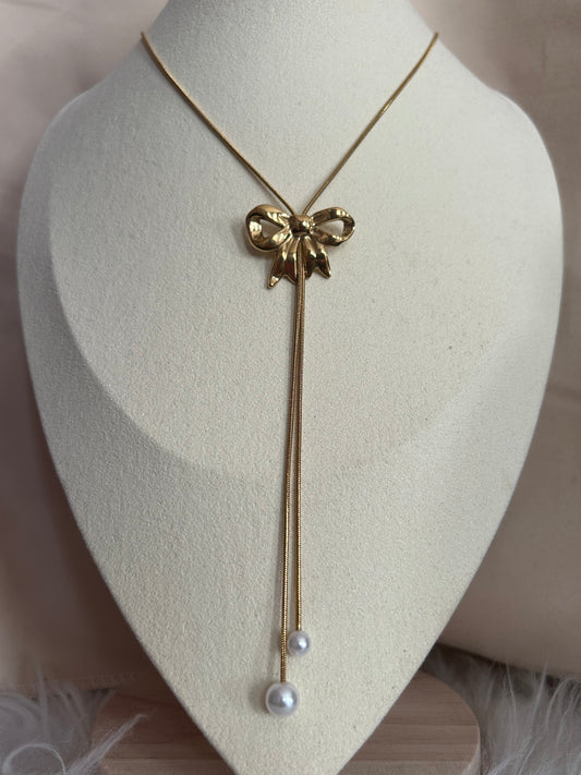 Gouden Knoop Ketting – Witte Parels, Vrouwelijke Eleganties|Beautiva Boutique