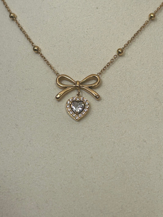 Vergulde Ketting van Roestvrij Staal – Hanger met Knoop en Hart Goud | Beautiva Boutique
