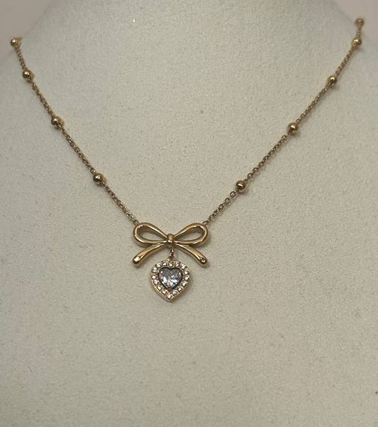 Vergulde Ketting van Roestvrij Staal – Hanger met Knoop en Hart Goud | Beautiva Boutique