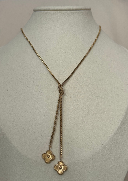 Gouden Dubbele Bloem ketting Fijn Elegantie Verfijnd inRoestvrij staal |Beautiva Boutique