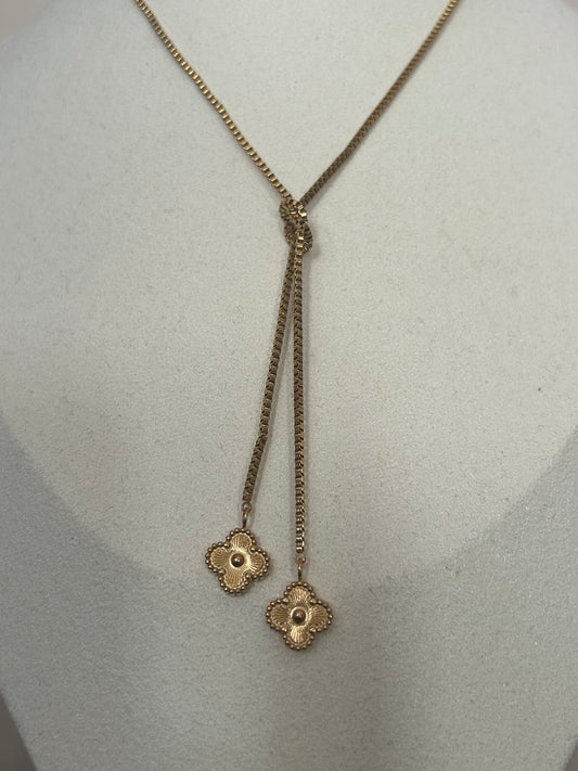 Gouden Dubbele Bloem ketting Fijn Elegantie Verfijnd inRoestvrij staal |Beautiva Boutique