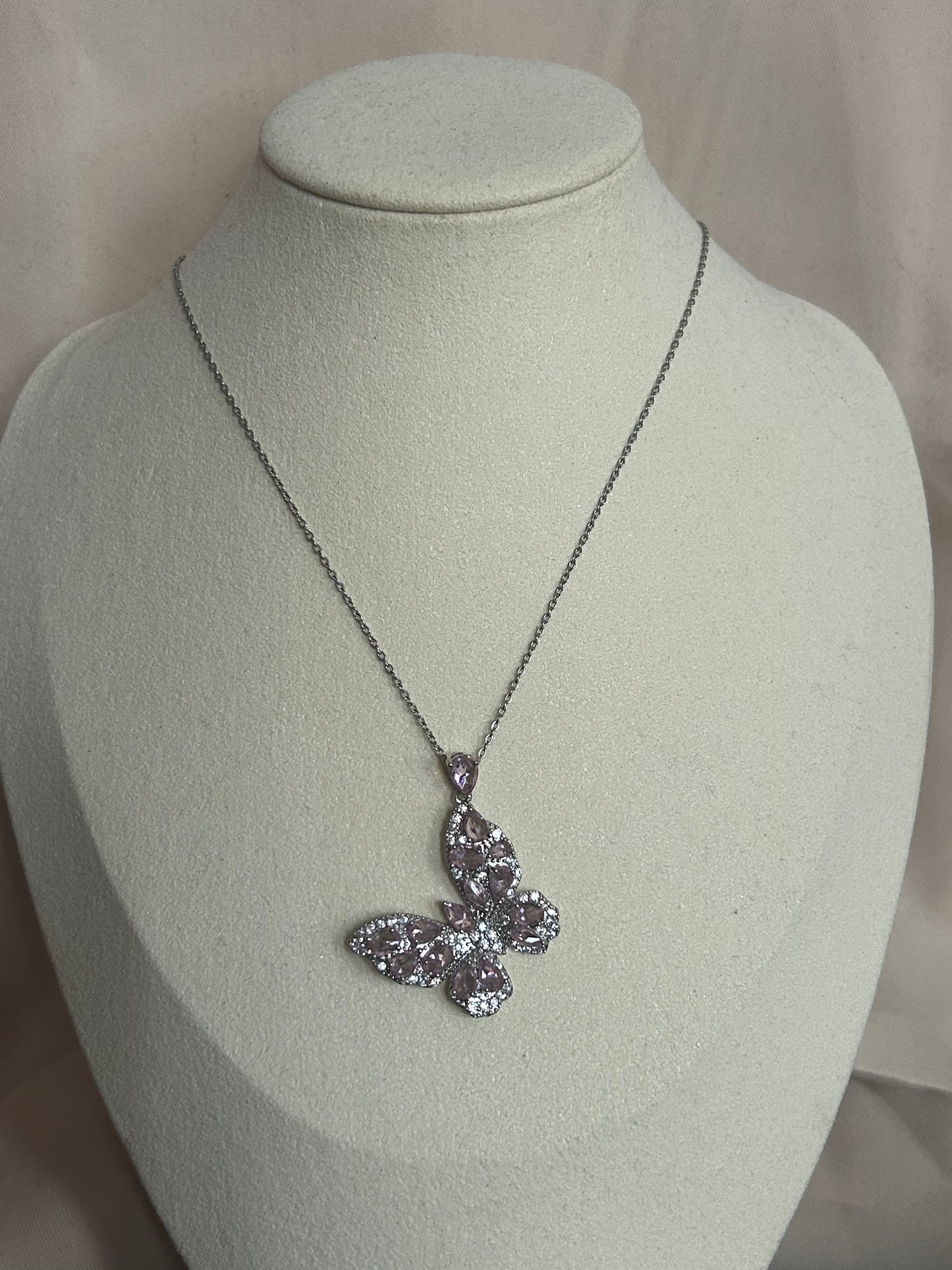 Tijdloze Roestvrijstalen Vlinderketting zilver\Roze|Beautiva Boutique
