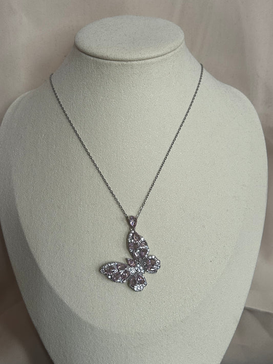 Tijdloze Roestvrijstalen Vlinderketting zilver\Roze|Beautiva Boutique
