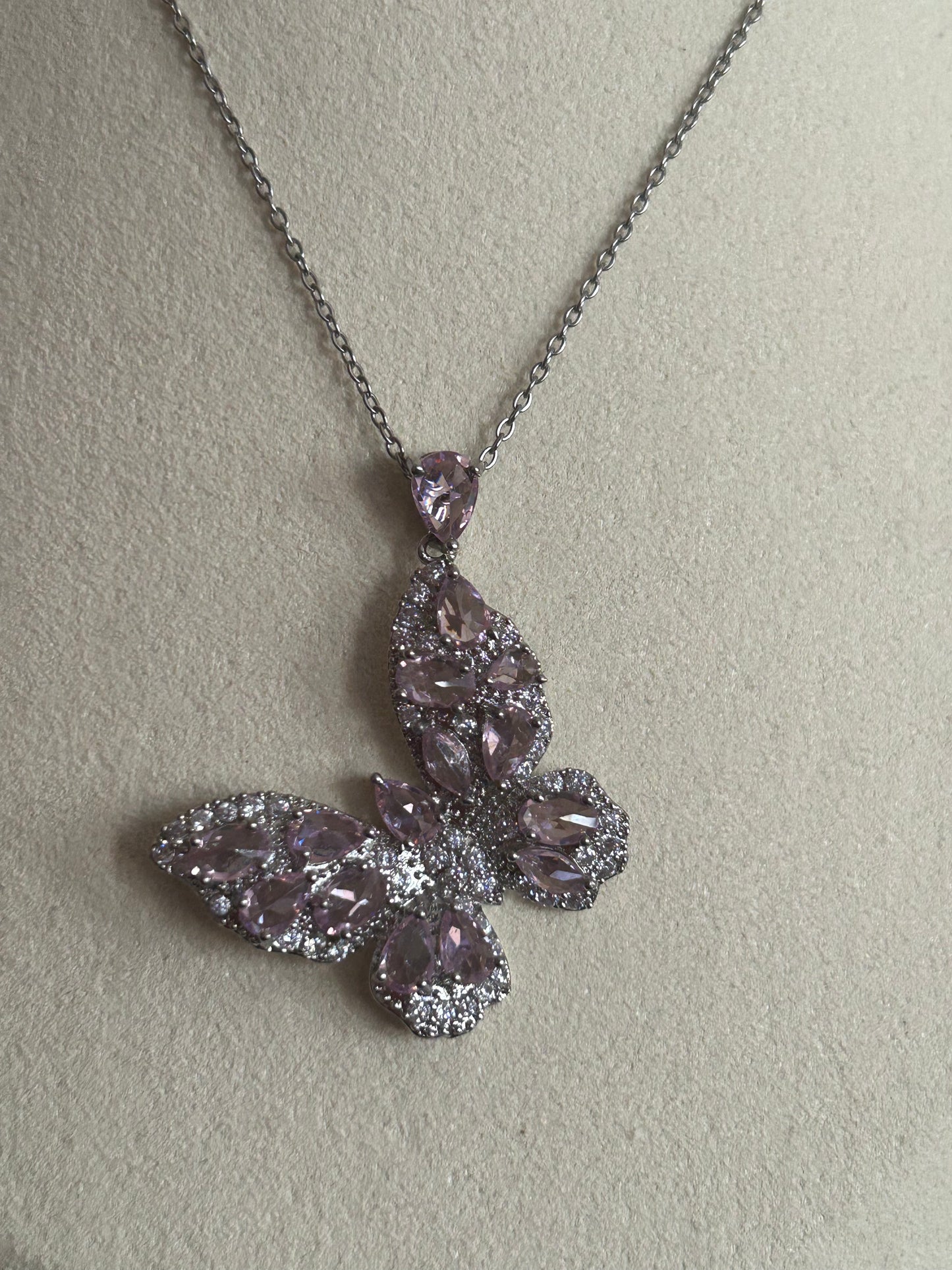 Tijdloze Roestvrijstalen Vlinderketting zilver\Roze|Beautiva Boutique