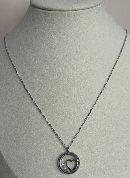 Verfijnde hartketting van roestvrij staal met afneembare kristallen|Beautiva Boutique