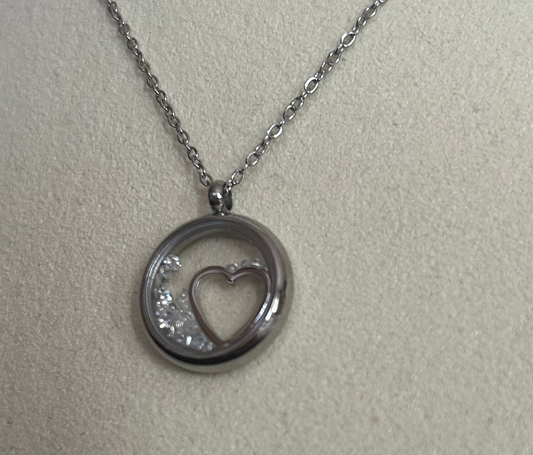 Verfijnde hartketting van roestvrij staal met afneembare kristallen|Beautiva Boutique