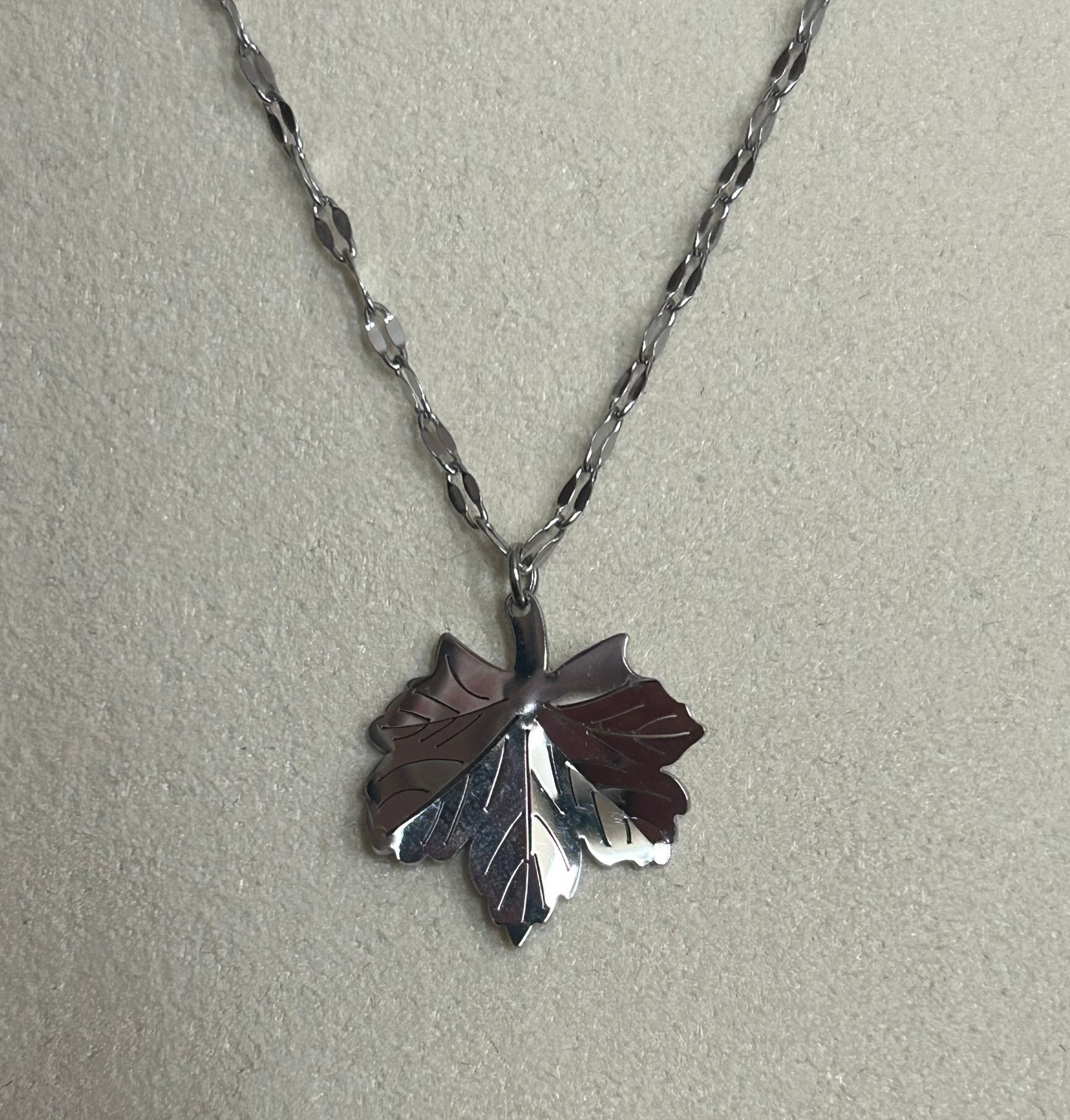 Elegante roestvrijstalen blad hanger ketting: Geld|Beautiva Boutique