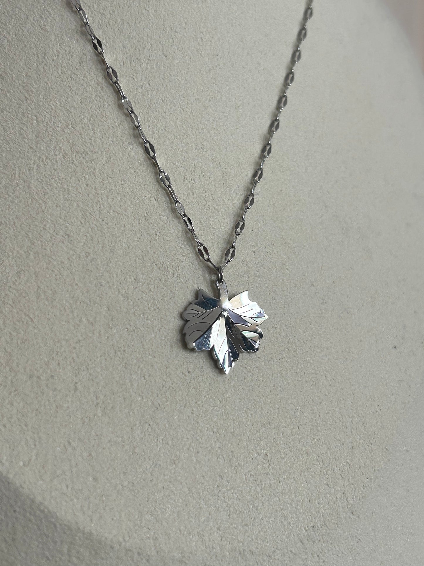 Elegante roestvrijstalen blad hanger ketting: Geld|Beautiva Boutique