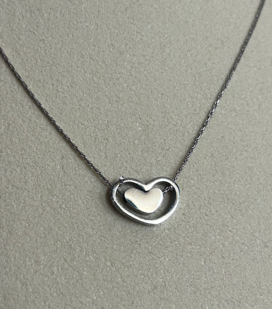 Dubbel omrande hartketting roestvrij staal eeuwige liefde: Argent|Beautiva Boutique