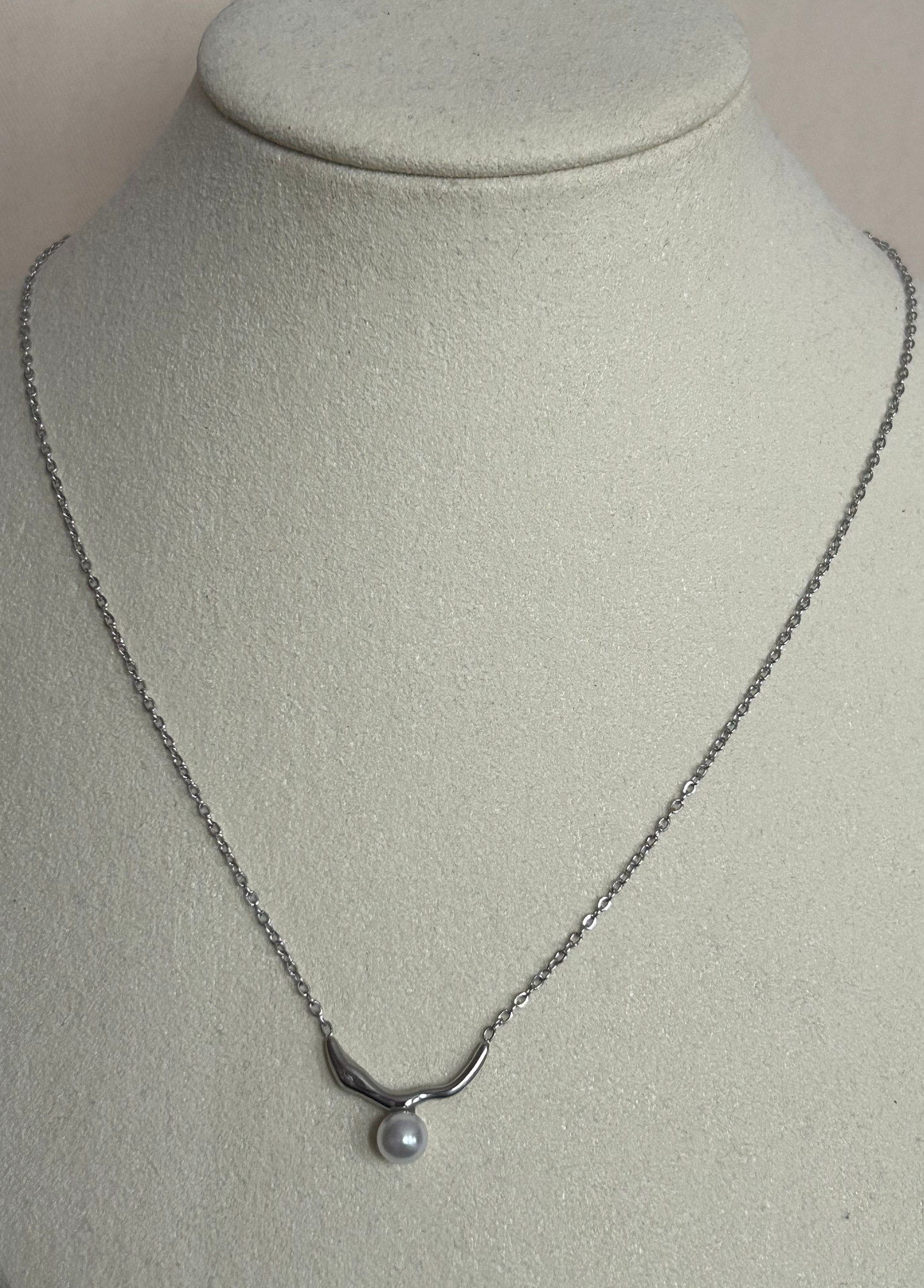 Roestvrijstalen ketting met parelhanger: Geld|Beautiva Boutique