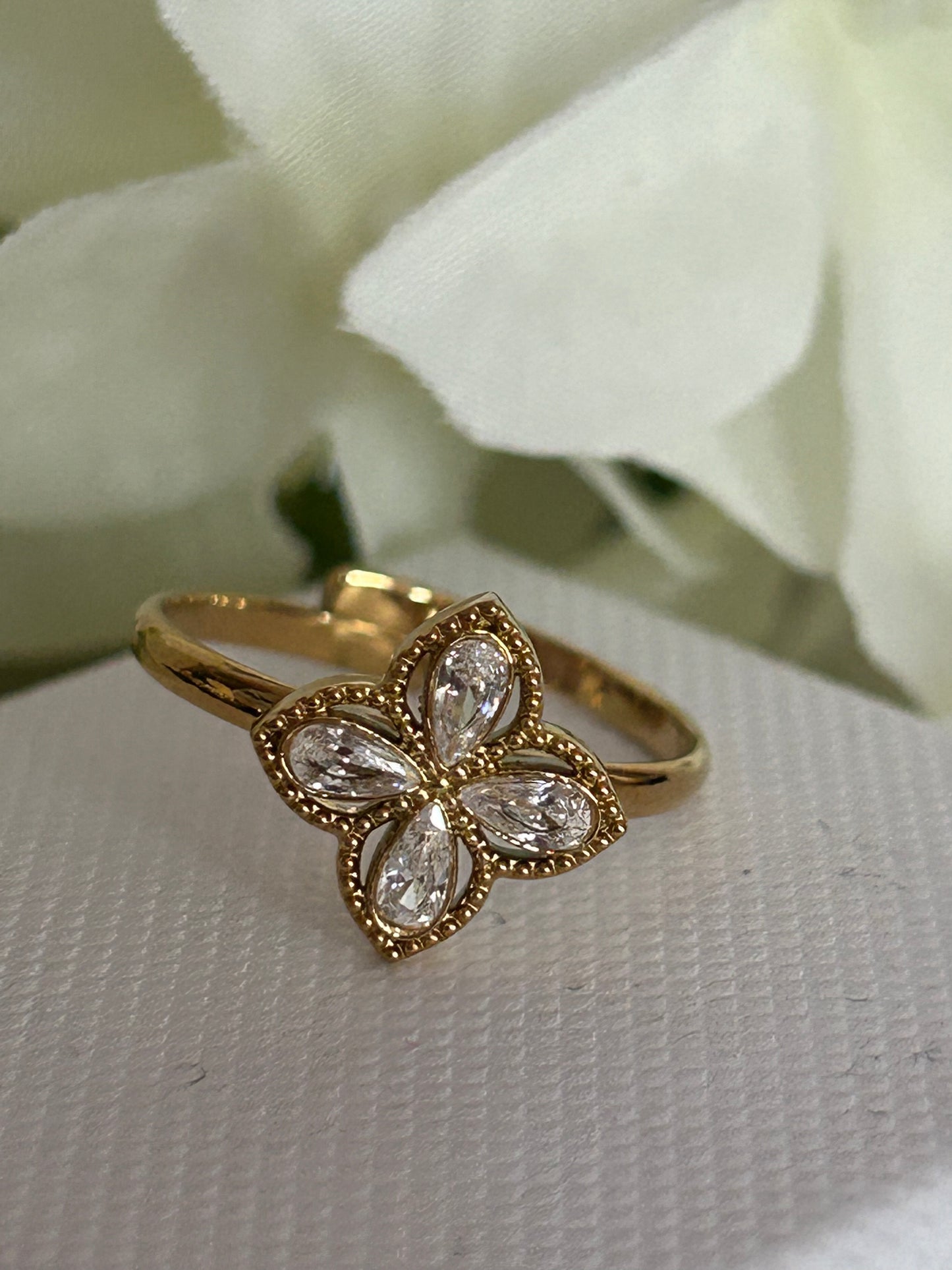 Klaver Ring Roestvrijstaal 14K verguld |Beautiva Boutique