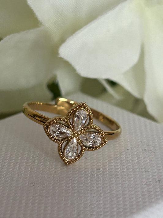 Klaver Ring Roestvrijstaal 14K verguld |Beautiva Boutique