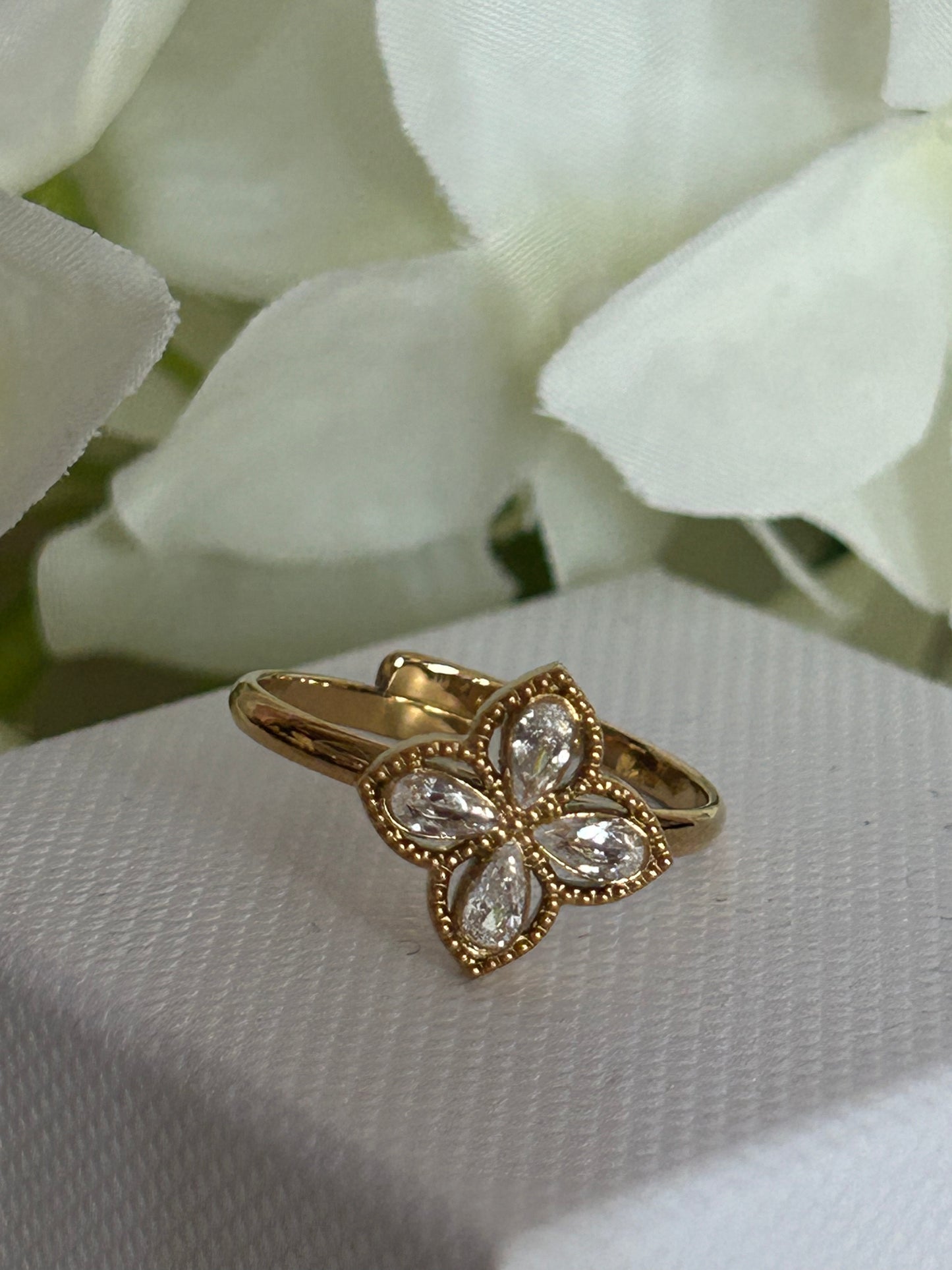 Klaver Ring Roestvrijstaal 14K verguld |Beautiva Boutique