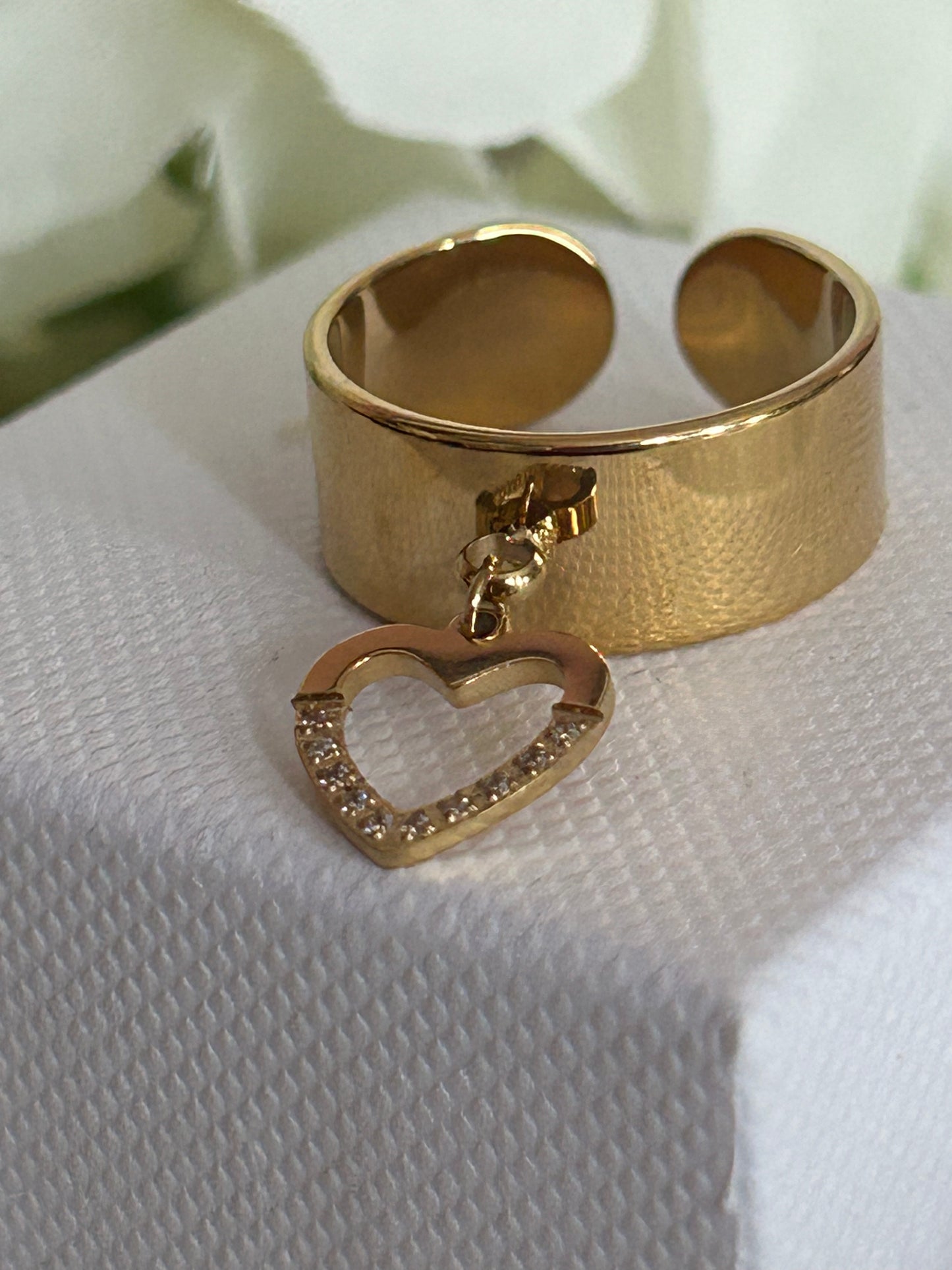 Hart Bedel Ring met strass steentjes Roestvrijstaal Verguld |Beautiva Boutique
