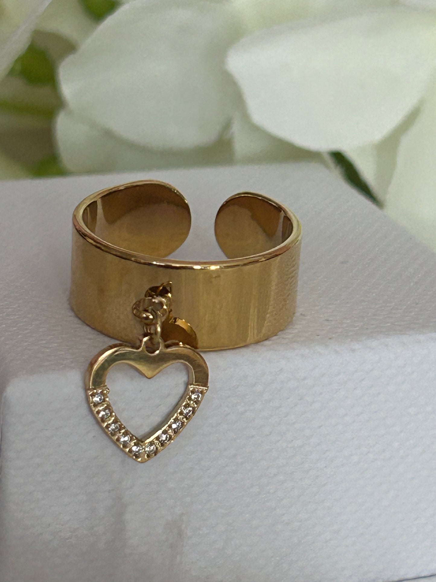 Hart Bedel Ring met strass steentjes Roestvrijstaal Verguld |Beautiva Boutique