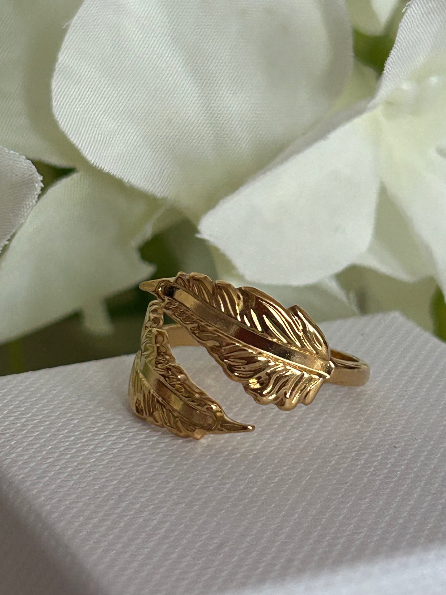 Open Blad Ring Roestvrij staal Verguld |Beautiva Boutique