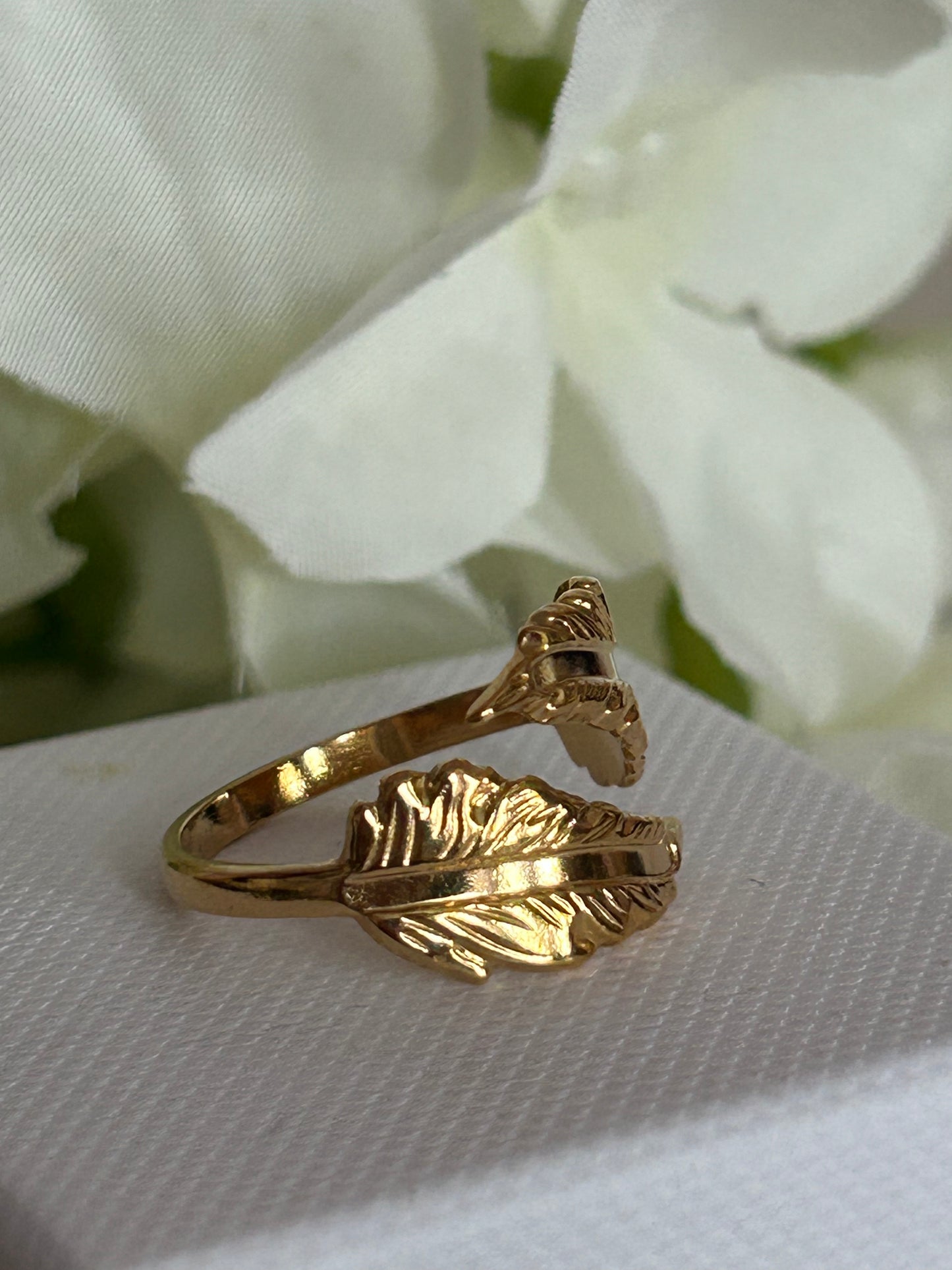 Open Blad Ring Roestvrij staal Verguld |Beautiva Boutique