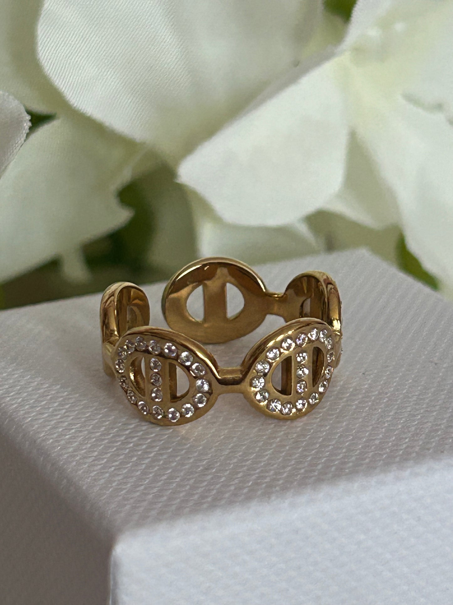 Vergulde Roestvrijstalen Circel Design Ring| Beautiva Boutique