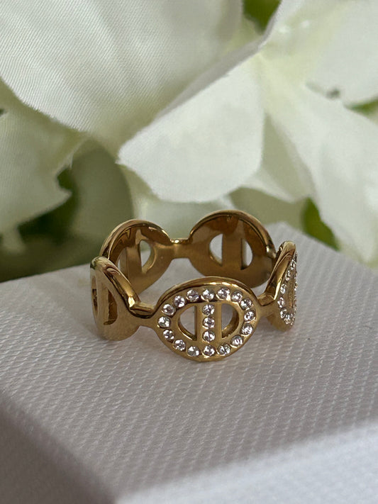 Vergulde Roestvrijstalen Circel Design Ring| Beautiva Boutique