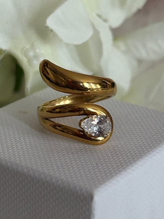 Moderne verstelbare ring van roestvrij staal met kristal|Beauitva Boutique