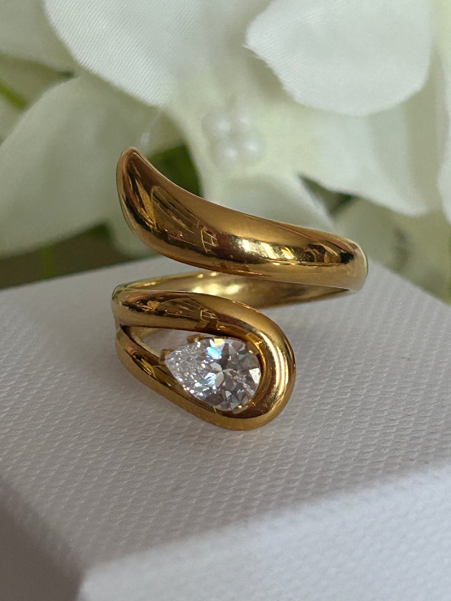 Moderne verstelbare ring van roestvrij staal met kristal|Beauitva Boutique